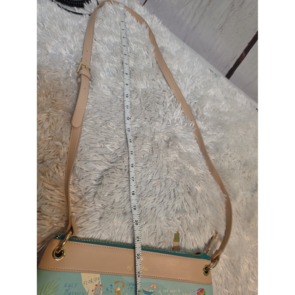 Spartina 449 Greetings from the Caribbean Sea Map Crossbody Bag Blue Tan Multi - Picture 10 of 11